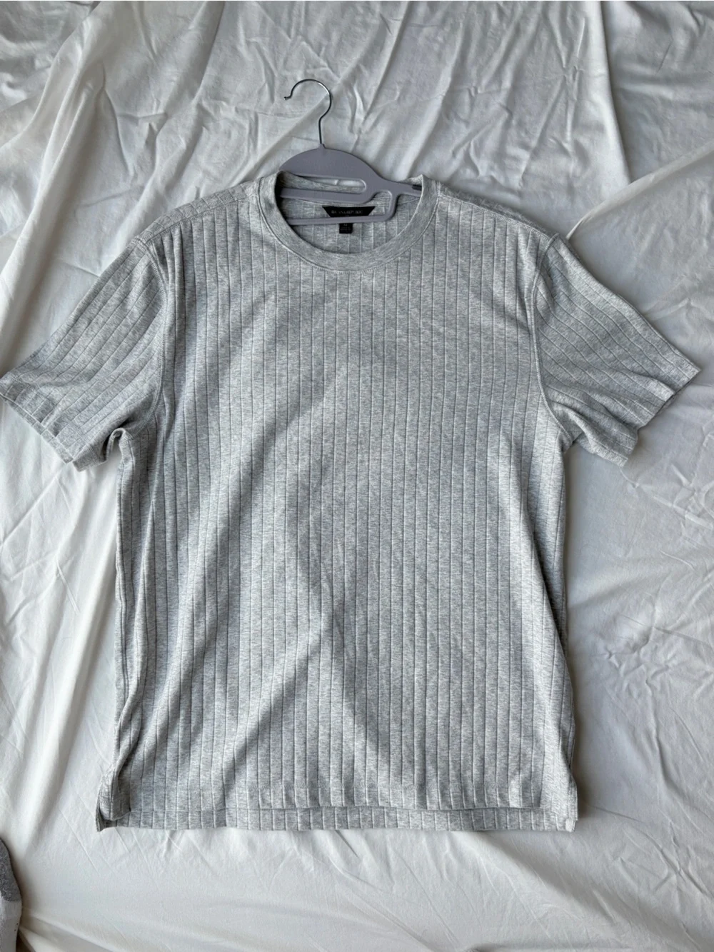 Banana Republic Light Gray Ribbed Short Sleeve Tee